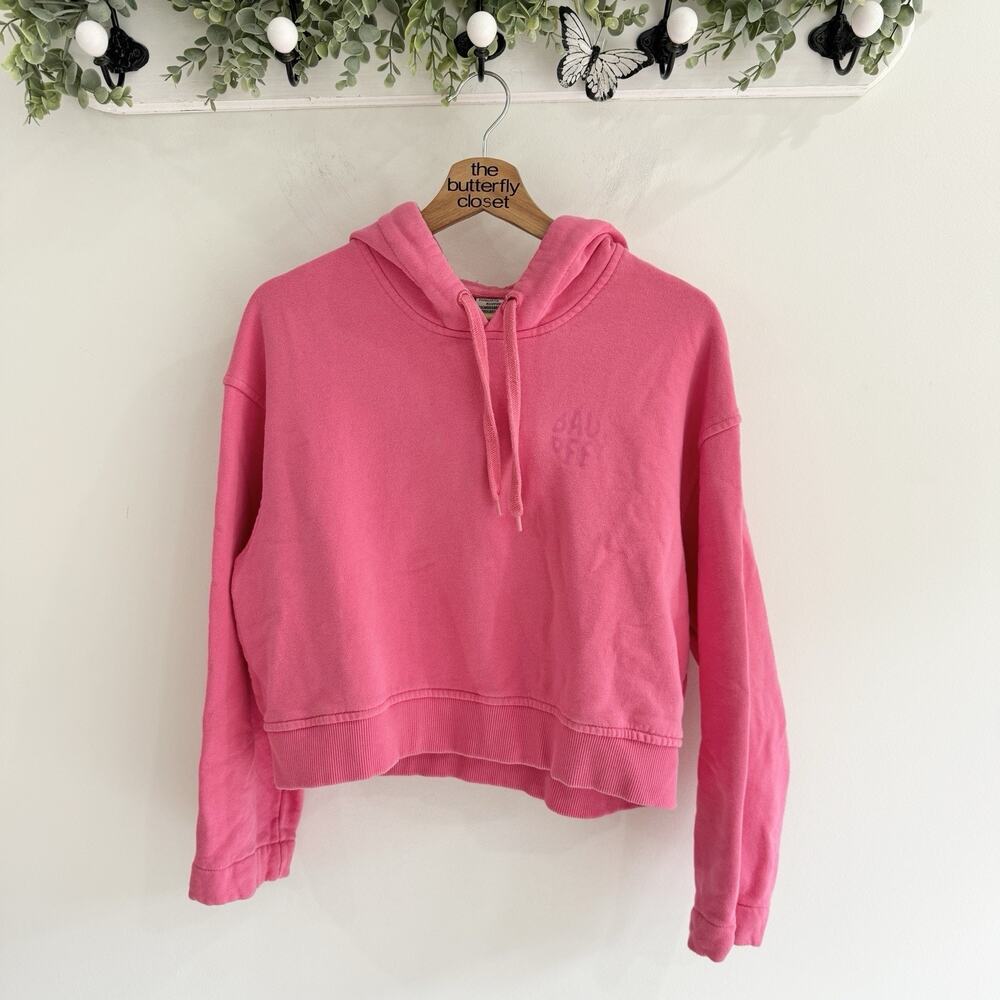 Baum Und Pferdgarten Pink Cropped Hoodie Medium LS